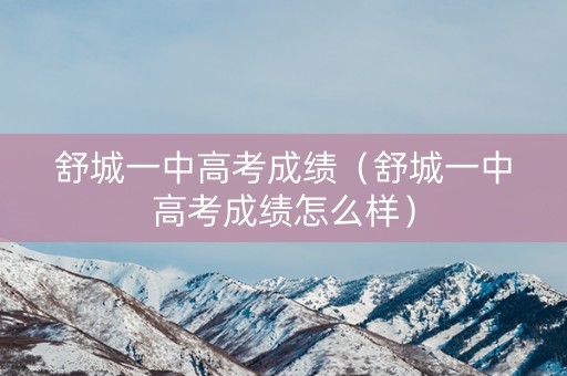 舒城一中高考成绩（舒城一中高考成绩怎么样）