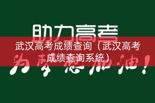 武汉高考成绩查询（武汉高考成绩查询系统）