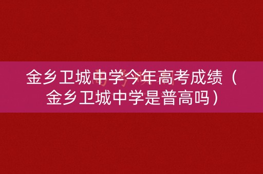 金乡卫城中学今年高考成绩（金乡卫城中学是普高吗）
