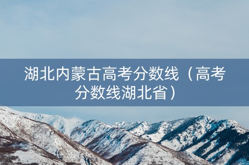 湖北内蒙古高考分数线（高考分数线湖北省）