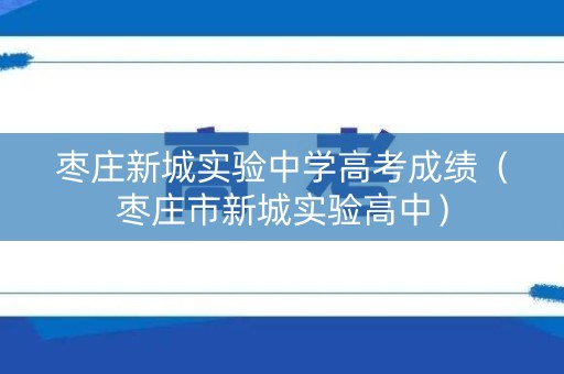 枣庄新城实验中学高考成绩（枣庄市新城实验高中）