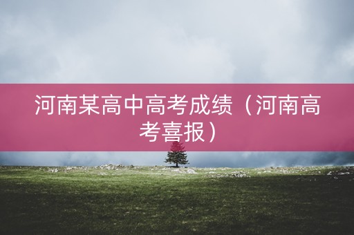 河南某高中高考成绩（河南高考喜报）