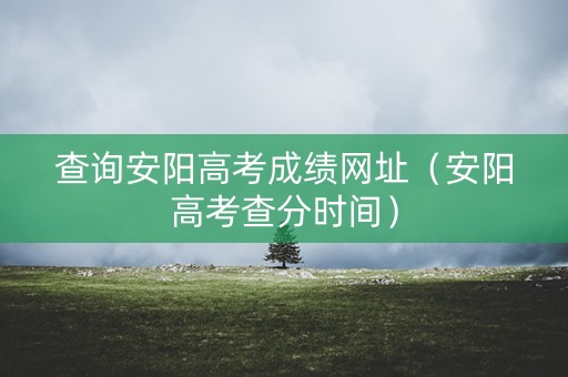 查询安阳高考成绩网址（安阳高考查分时间）
