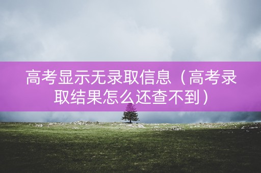 高考显示无录取信息（高考录取结果怎么还查不到）