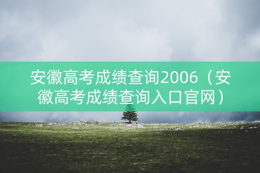 安徽高考成绩查询2006（安徽高考成绩查询入口官网）