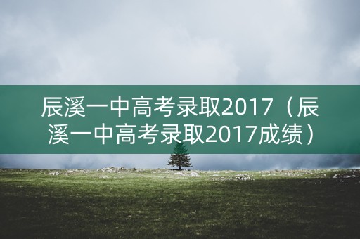 辰溪一中高考录取2017（辰溪一中高考录取2017成绩）