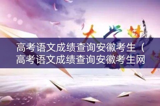 高考语文成绩查询安徽考生（高考语文成绩查询安徽考生网站）