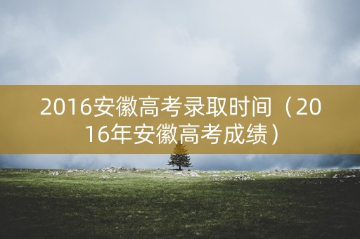 2016安徽高考录取时间（2016年安徽高考成绩）