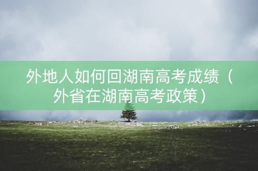 外地人如何回湖南高考成绩（外省在湖南高考政策）