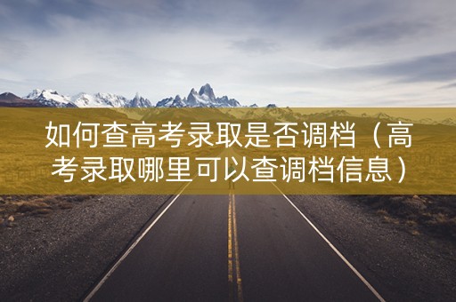 如何查高考录取是否调档（高考录取哪里可以查调档信息）