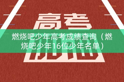 燃烧吧少年高考成绩查询（燃烧吧少年16位少年名单）
