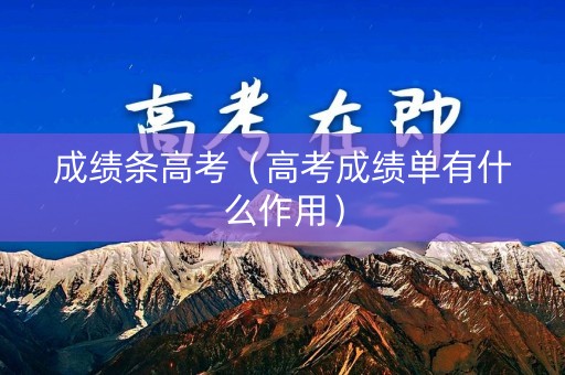 成绩条高考（高考成绩单有什么作用）