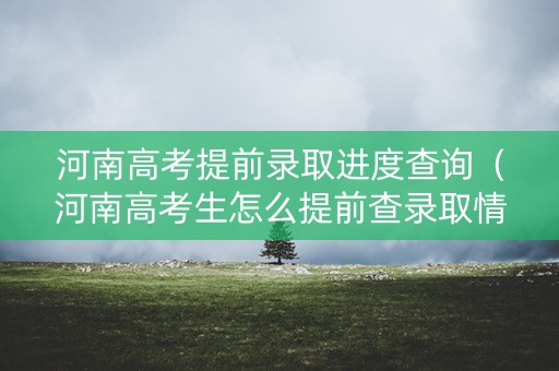 河南高考提前录取进度查询（河南高考生怎么提前查录取情况）