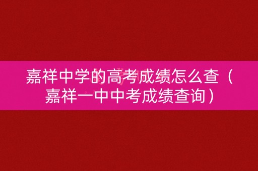 嘉祥中学的高考成绩怎么查（嘉祥一中中考成绩查询）