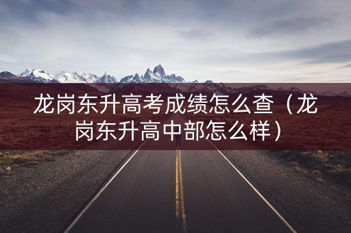 龙岗东升高考成绩怎么查（龙岗东升高中部怎么样）