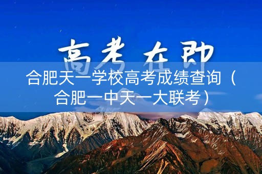 合肥天一学校高考成绩查询（合肥一中天一大联考）