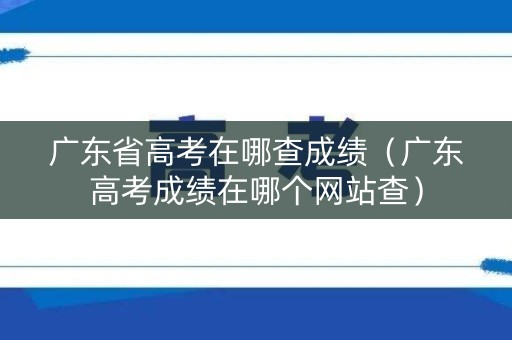 广东省高考在哪查成绩（广东高考成绩在哪个网站查）