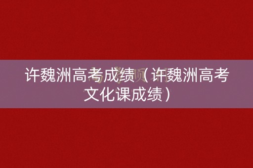 许魏洲高考成绩（许魏洲高考文化课成绩）