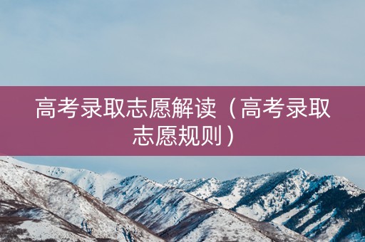 高考录取志愿解读（高考录取志愿规则）