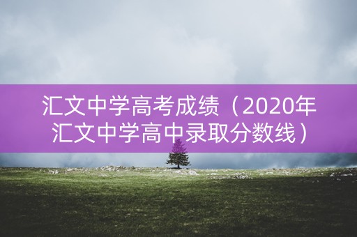 汇文中学高考成绩（2020年汇文中学高中录取分数线）