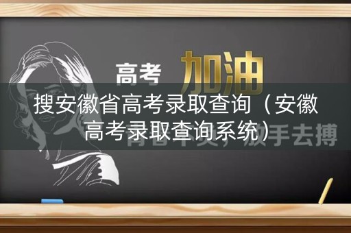 搜安徽省高考录取查询（安徽高考录取查询系统）