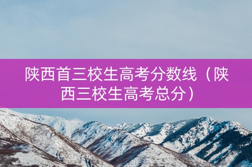 陕西首三校生高考分数线（陕西三校生高考总分）