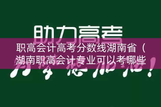职高会计高考分数线湖南省（湖南职高会计专业可以考哪些大学）