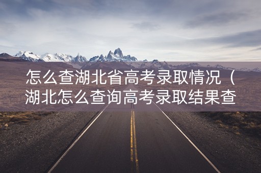 怎么查湖北省高考录取情况（湖北怎么查询高考录取结果查询）