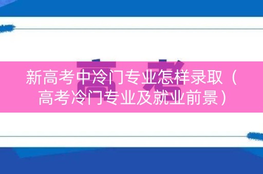 新高考中冷门专业怎样录取（高考冷门专业及就业前景）