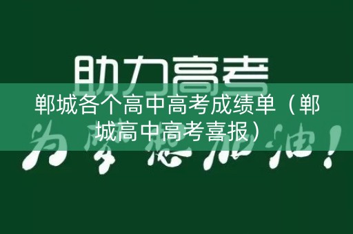 郸城各个高中高考成绩单（郸城高中高考喜报）