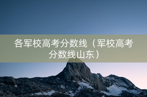 各军校高考分数线（军校高考分数线山东）