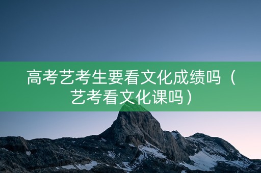 高考艺考生要看文化成绩吗（艺考看文化课吗）