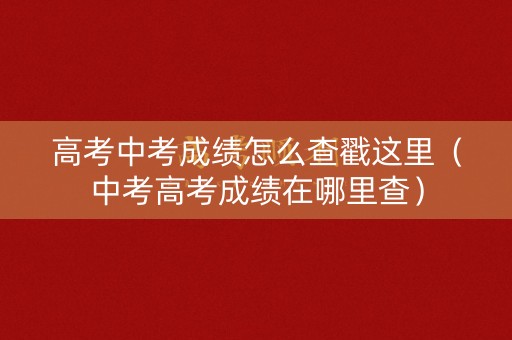 高考中考成绩怎么查戳这里（中考高考成绩在哪里查）