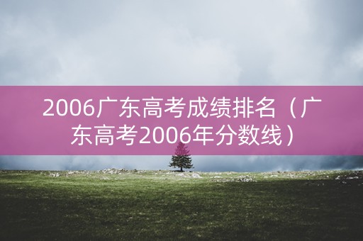 2006广东高考成绩排名（广东高考2006年分数线）