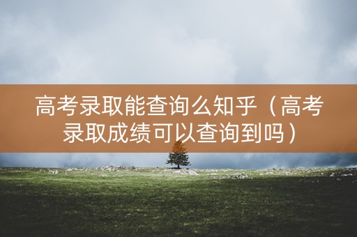 高考录取能查询么知乎（高考录取成绩可以查询到吗）