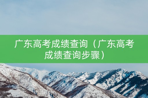 广东高考成绩查询（广东高考成绩查询步骤）