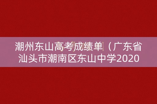 潮州东山高考成绩单（广东省汕头市潮南区东山中学2020年高考的最高分数）