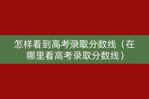 怎样看到高考录取分数线（在哪里看高考录取分数线）