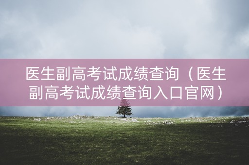 医生副高考试成绩查询（医生副高考试成绩查询入口官网）