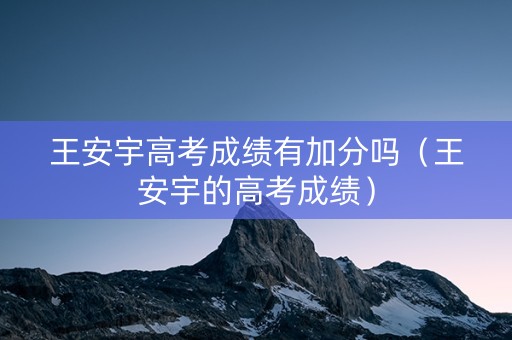 王安宇高考成绩有加分吗（王安宇的高考成绩）