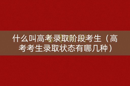 什么叫高考录取阶段考生（高考考生录取状态有哪几种）