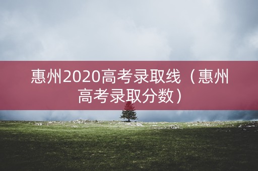 惠州2020高考录取线（惠州高考录取分数）