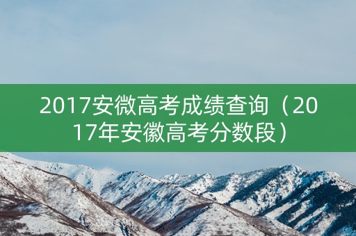2017安微高考成绩查询（2017年安徽高考分数段）