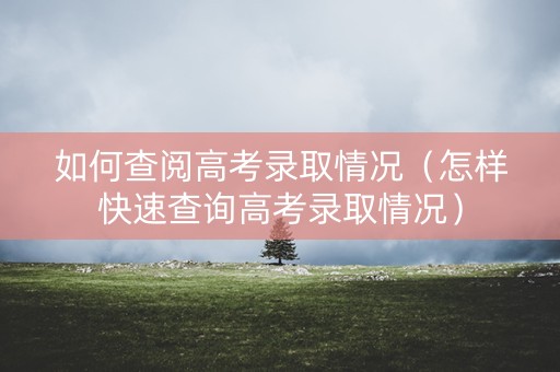 如何查阅高考录取情况（怎样快速查询高考录取情况）