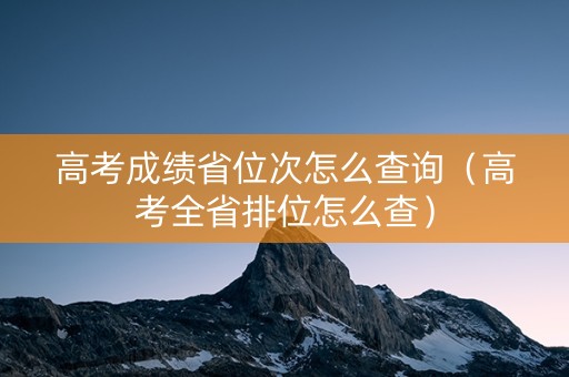 高考成绩省位次怎么查询（高考全省排位怎么查）