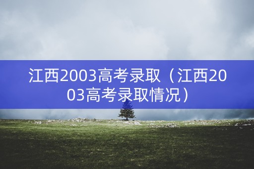 江西2003高考录取（江西2003高考录取情况）
