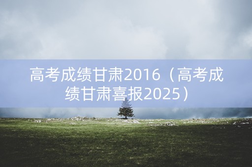 高考成绩甘肃2016（高考成绩甘肃喜报2025）