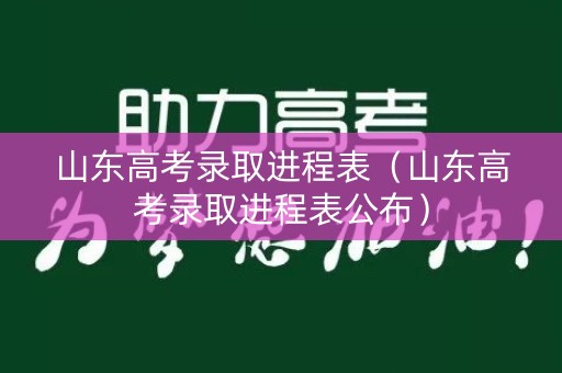 山东高考录取进程表（山东高考录取进程表公布）