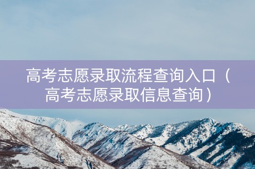 高考志愿录取流程查询入口（高考志愿录取信息查询）