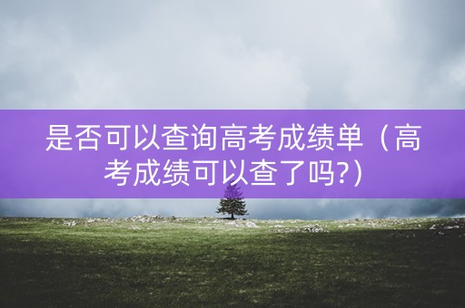 是否可以查询高考成绩单（高考成绩可以查了吗?）
